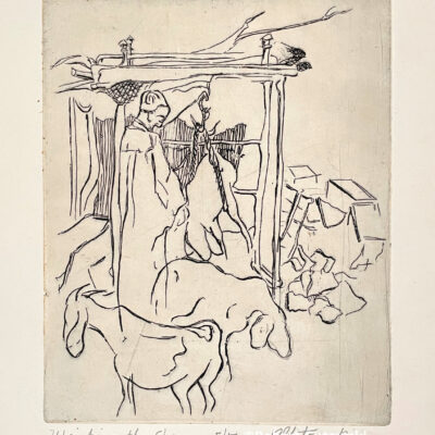 Line etching artworks on paper | Weighing the sheep